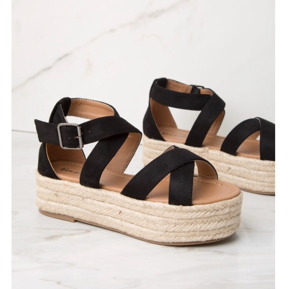 Last One-Black strappy Espadrille sandal - Picture 2 of 7